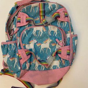 POTTERY BARN KIDS MACKENZIE SMALL BACKPACK AQUA UNICORN PARADE RAINBOW